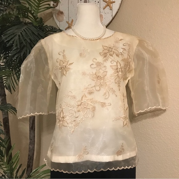 Ladies’ Pina Organza Embroidered Kimona Blouse - Picture 7 of 10